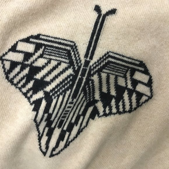 Clements Ribiero 100% cashmere Scotland crew neck butterfly sweater L